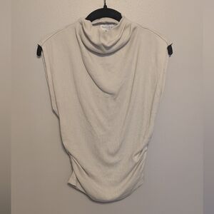 Michael Stars Cream Ribbed Mock Neck Top